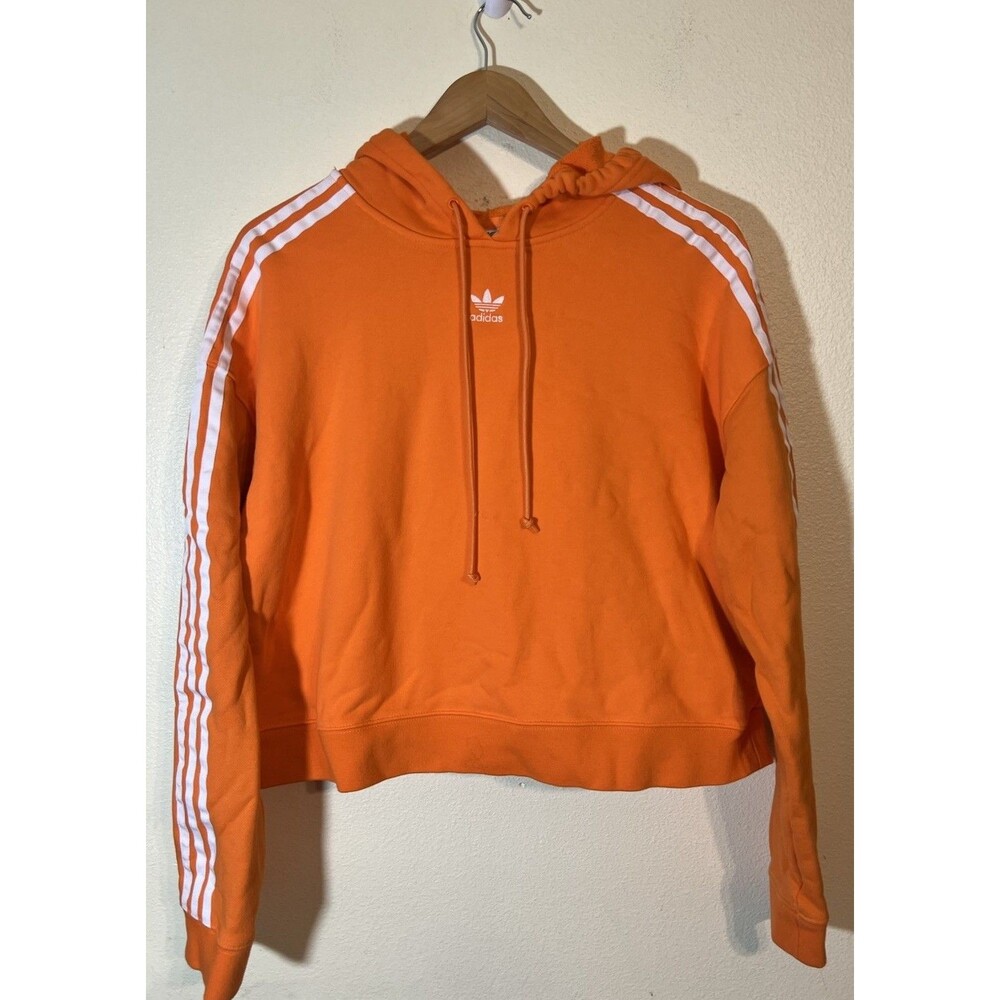 adidas Women's Cropped Hoodie Sweatshirt - Orange - Size Large